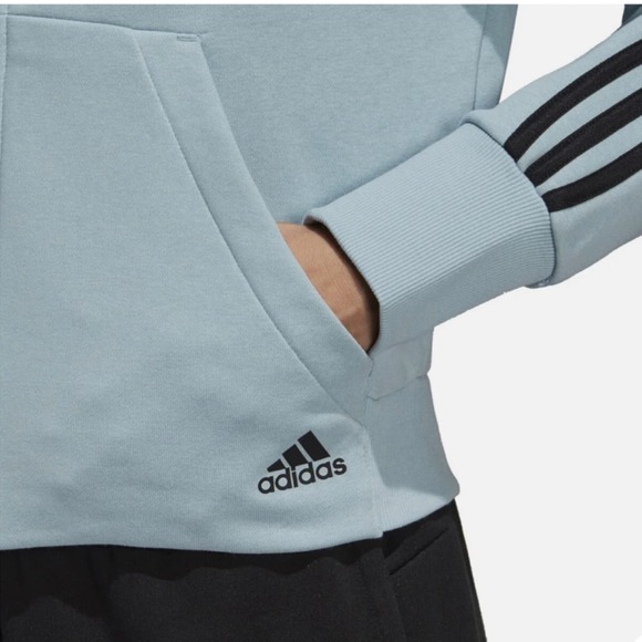 NWT Adidas Women's 3-Stripes French Terry Hoodie Ash Grey DW9693 Medium * - Picture 2 of 4